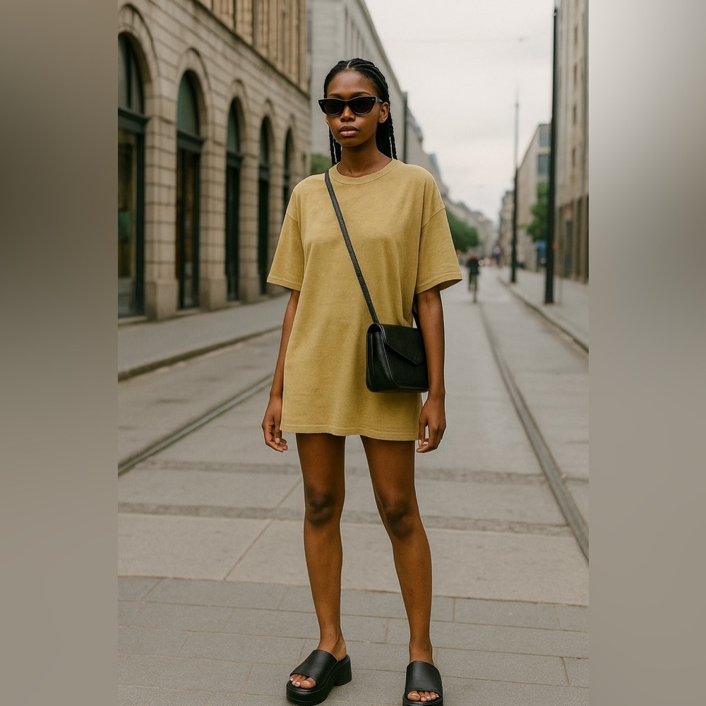 PRETTY LITTLE THING | Yellow Pullover Boyfriend T Shirt Dress